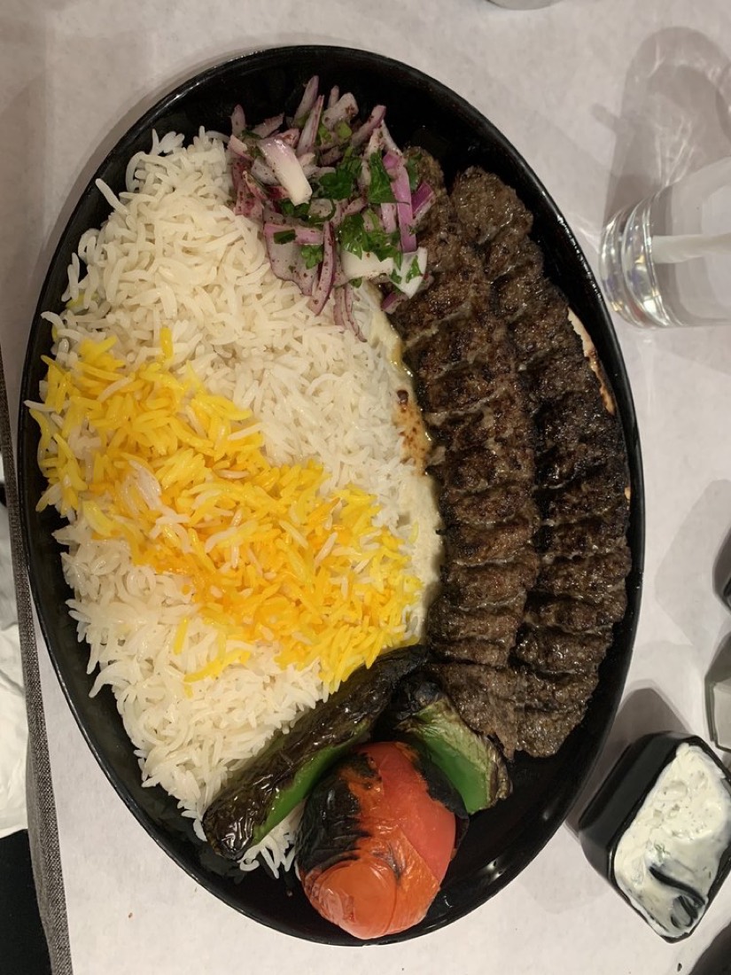 Luleh kabob over saffron basmati rice